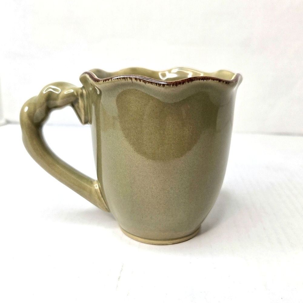 Park Designs, Village Collection olive green ceramic mug.